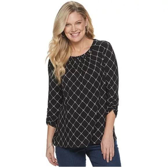 croft & barrow | Tops | Croft Barrow Black White Pleated Blouse Top